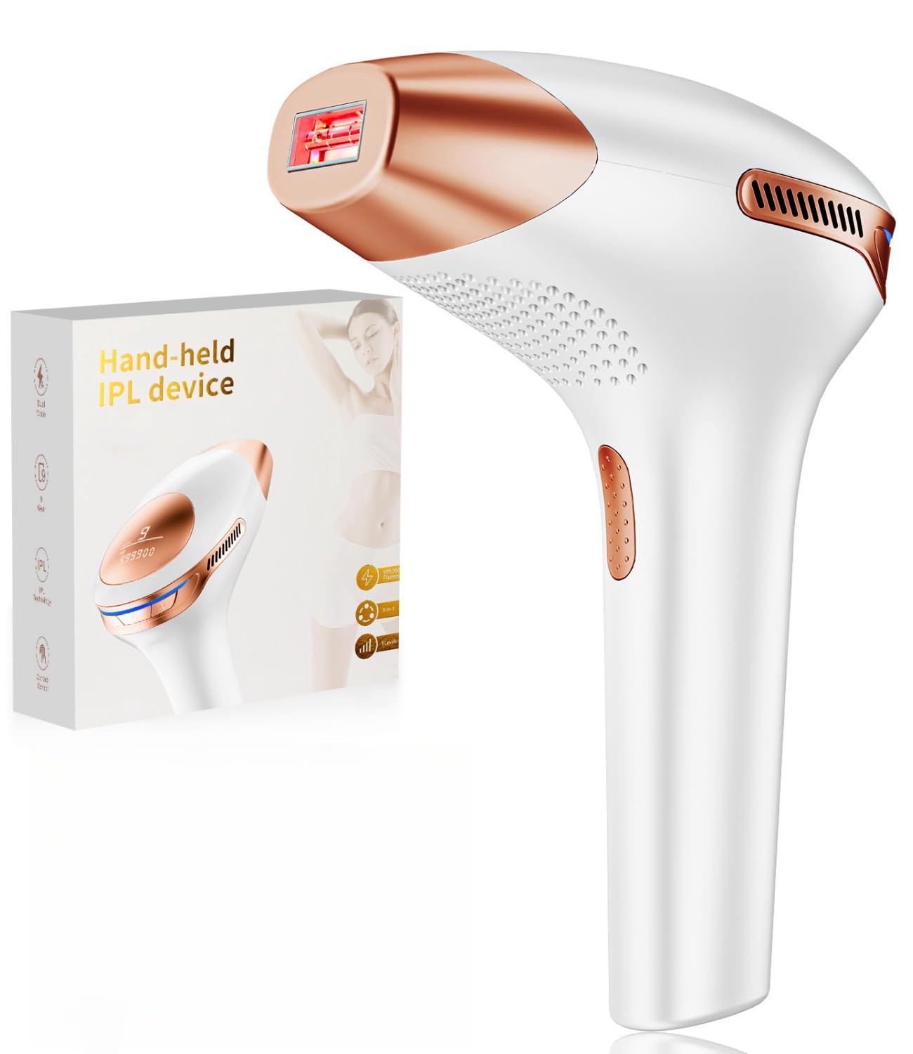IPL Depiladora de Luz Pulsada de 3 en 1 Depiladora de Luz Pulsada de 600NM-1200NM, 21J y 9 Nivel Energético, 999,900 Tecnología de Depilación de Luz de Pulso