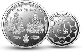 Silviya BIS Hallmarked Lakshmi Ganesh Ji - 999 Pure Silver - Round Shape Coin (2g, 5g, 10g, 20g, 50g): Diwali Gift - Hindu... Price In India
