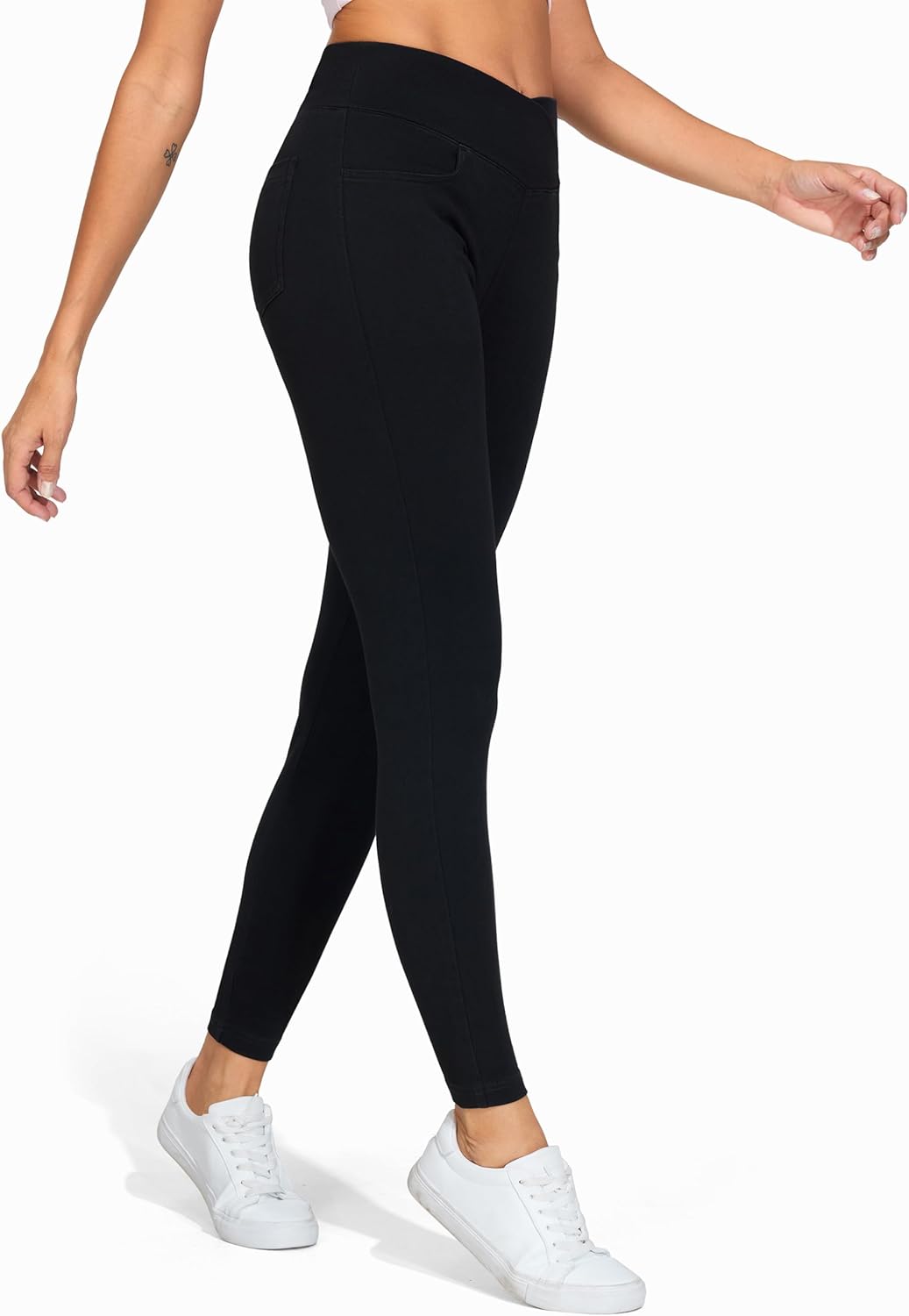 THE GYM PEOPLE Women's V Cross Denim Jegging Pants High Waisted Stretchy Skinny Jean Leggings with Pockets - Image 8