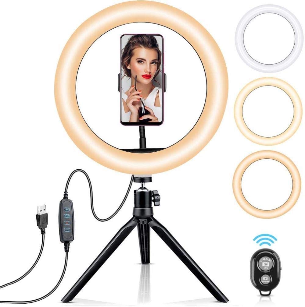 HMTE Anneau Lumineux 26cm téléphone Portable lumière de Remplissage en Direct trépied LED Anneau Lumineux Bureau beauté Photo éclairage lumière