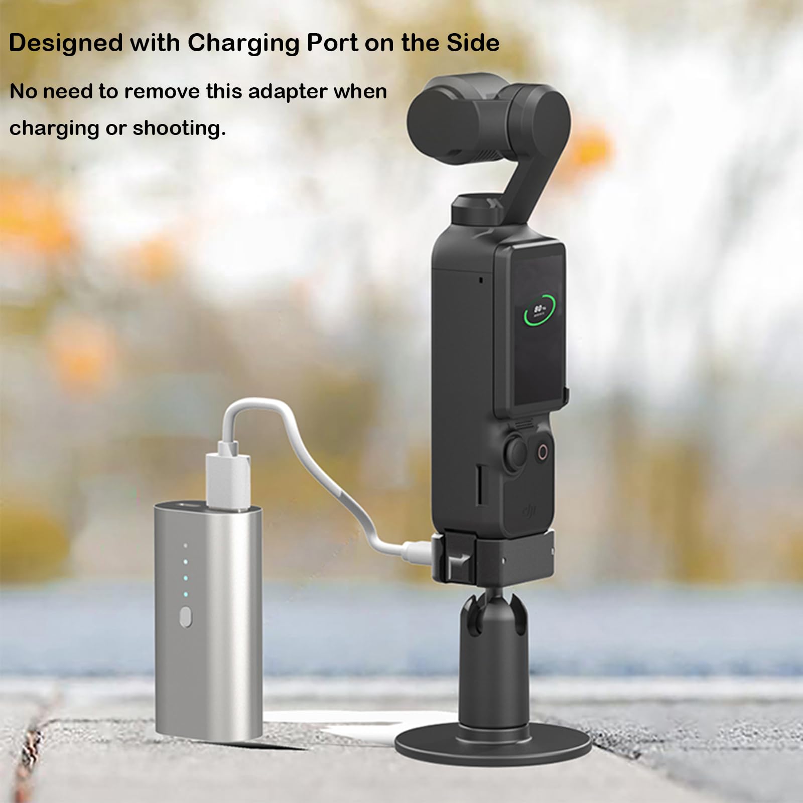 Adattatore di ricarica per DJI OSMO Pocket 3 Type-C Base di ricarica Dock Stand CNC in lega di alluminio con foro per vite da 1/4 e interfaccia pieghevole a due poli