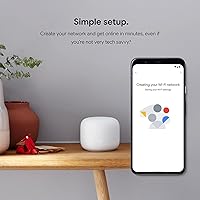 Vista 4 de Nest - Router WiFi y 2 puntos, extensor WiFi con altavoz inteligente, funciona con Google WiFi (paquete de 3), color blanco