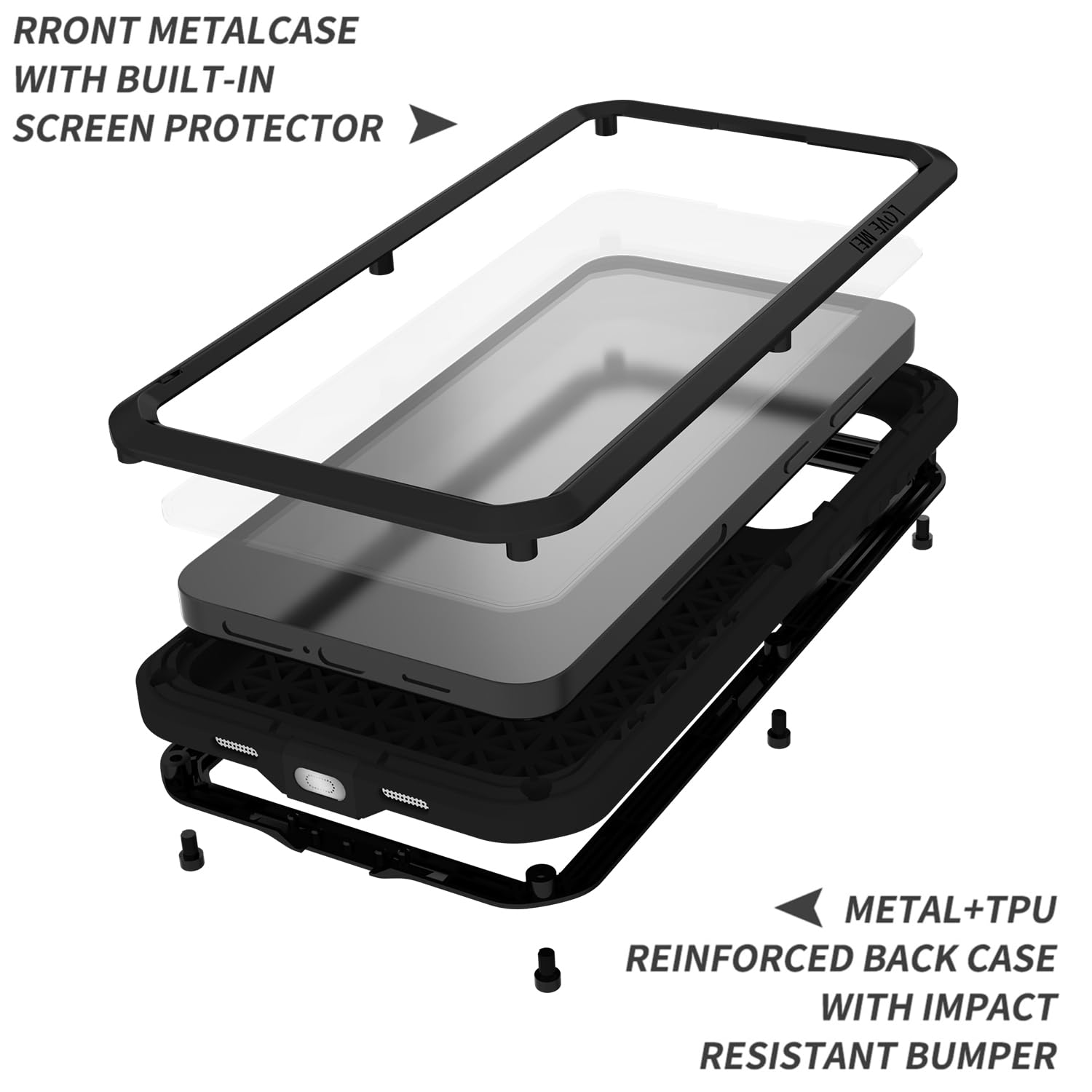 LJFLYXRI Custodia protettiva per Galaxy S24, robusta, in alluminio e silicone, antiurto, con pellicola protettiva integrata (argento, S24)