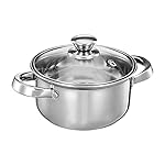Solimo Stainless Steel Casserole with Glass Lid | Gas Stove Compatible | Dishwasher-Safe | 14 cm