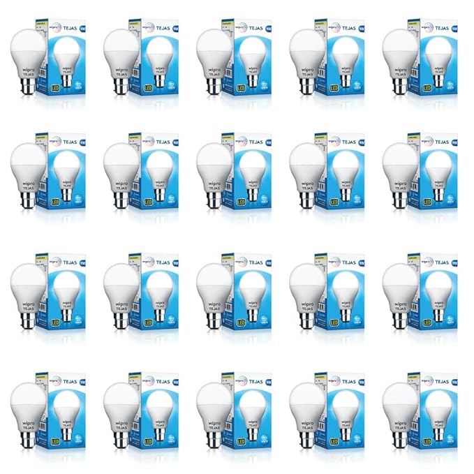 Wipro Tejas 9w LED Bulb for Home & Office |B22 LED Bulb Base |Cool Day White Light (6500K) |4Kv Surge Protection |High Voltage Protection |Eco Friendly Energy Efficient | Pack of 20