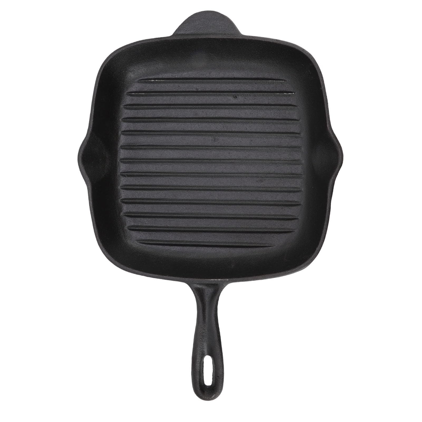 Generic Żeliwna Patelnia z Grillem Pasiastka Patelnia Kwadratowa Stekowa Czworonożna dla Wołowiny, Grillowanie (28CM)