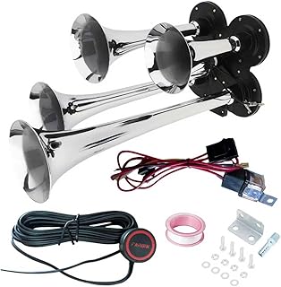 Train Horn for Truck 178DB Super Loud Air Horns 4 Trumpet Horns Kit with 150 PSI 12V Air Compressor for Truck Car Jeep SUV Train Boat (12v air horn kit)