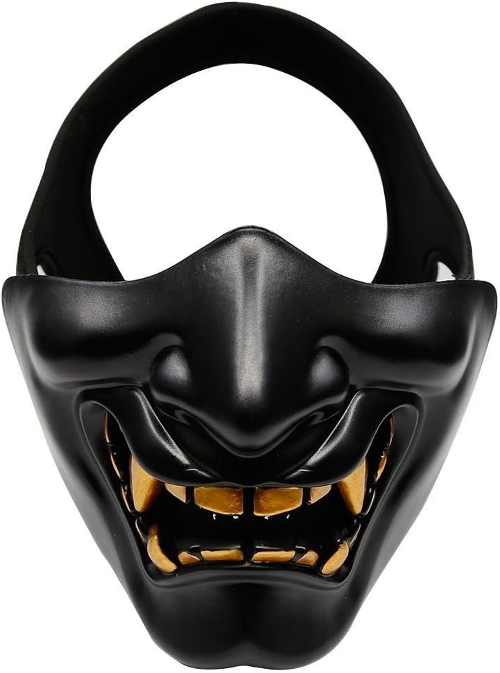 Tactical Half Face Oni Mask, masculinity Mask for Airsoft, Masquerade ball, CS Game, Hunting, Shooting