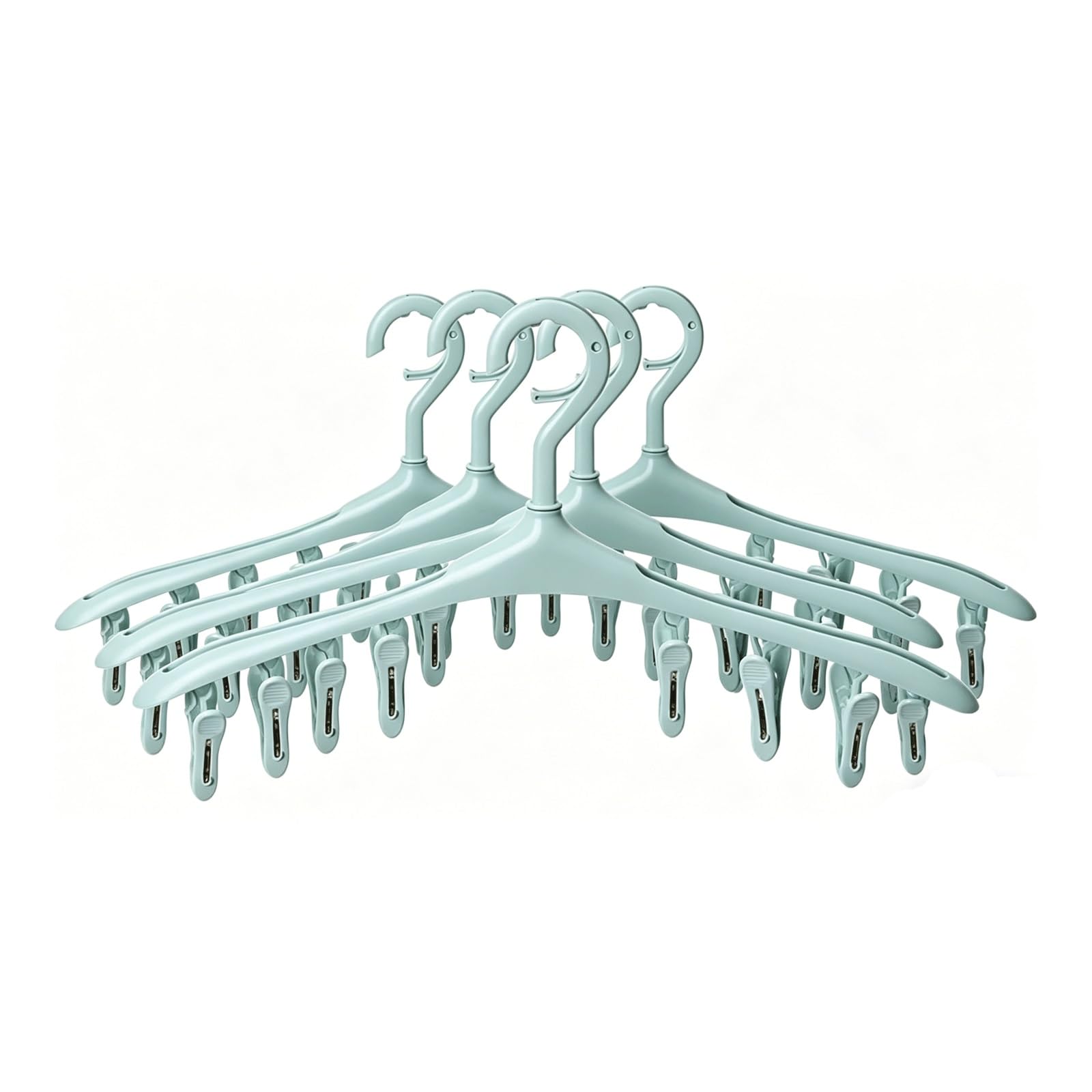 5 Pack PP Clothes Hangers with 12 Clips,Windproof Laundry Hanger for Socks,Underwear and Baby Clothes,Non-Slip Space Saving Sock Hanger(Gr�n)
