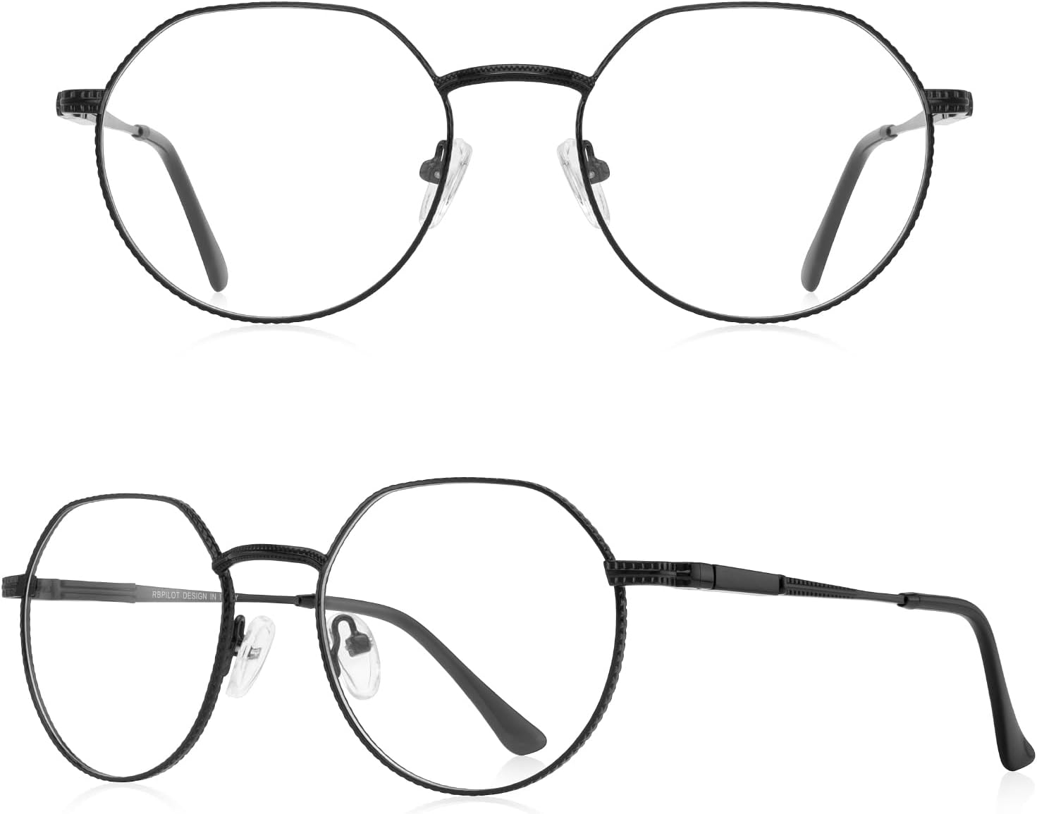 Classic Round Polygon Reading Glasses for Men Women Light Blocking Computer Readers Spring Hinge Metal Frame - Image 2