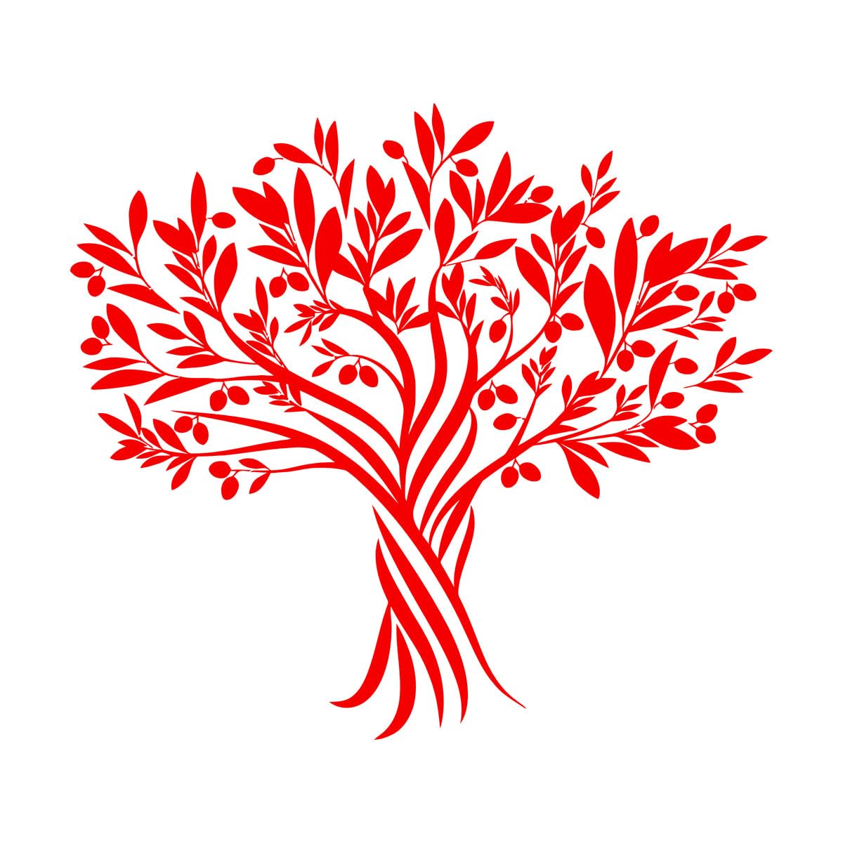 Fine Carving Decals Black and Green Olives Tree Branch Garden Natural 36x40.2cm Can Modify and add Information Small red