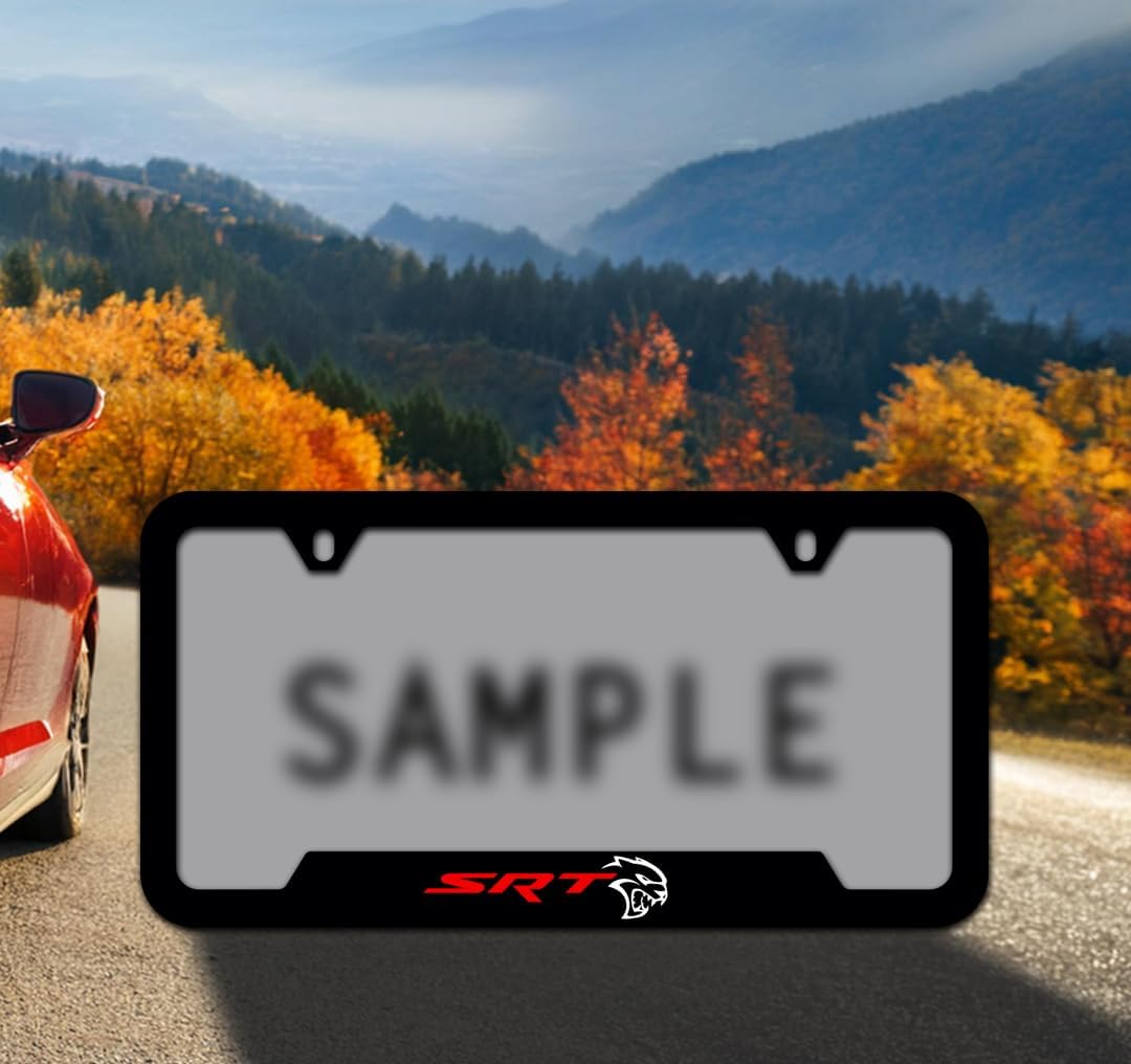 Dodge Challenger SRT Hellcat Plastic Black License Plate Frame Tag Holder