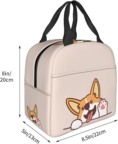 Miniatura 4 de Bolsa de almuerzo linda con diseño de perro corgi galés agitando patas, lonchera aislada para adolescentes, bolsas reutilizables para comidas,