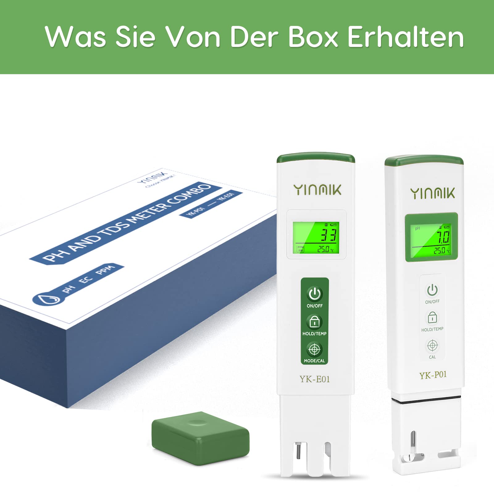 YINMIK Digitales pH Messgerät und TDS Tester Set, TDS EC mit Einem Horizontalen Bildschirm, ppm Messgerät Wasser, Pool pH wert Messgerät, TDS EC Messgerät für Trinkwasser,Aquarium…