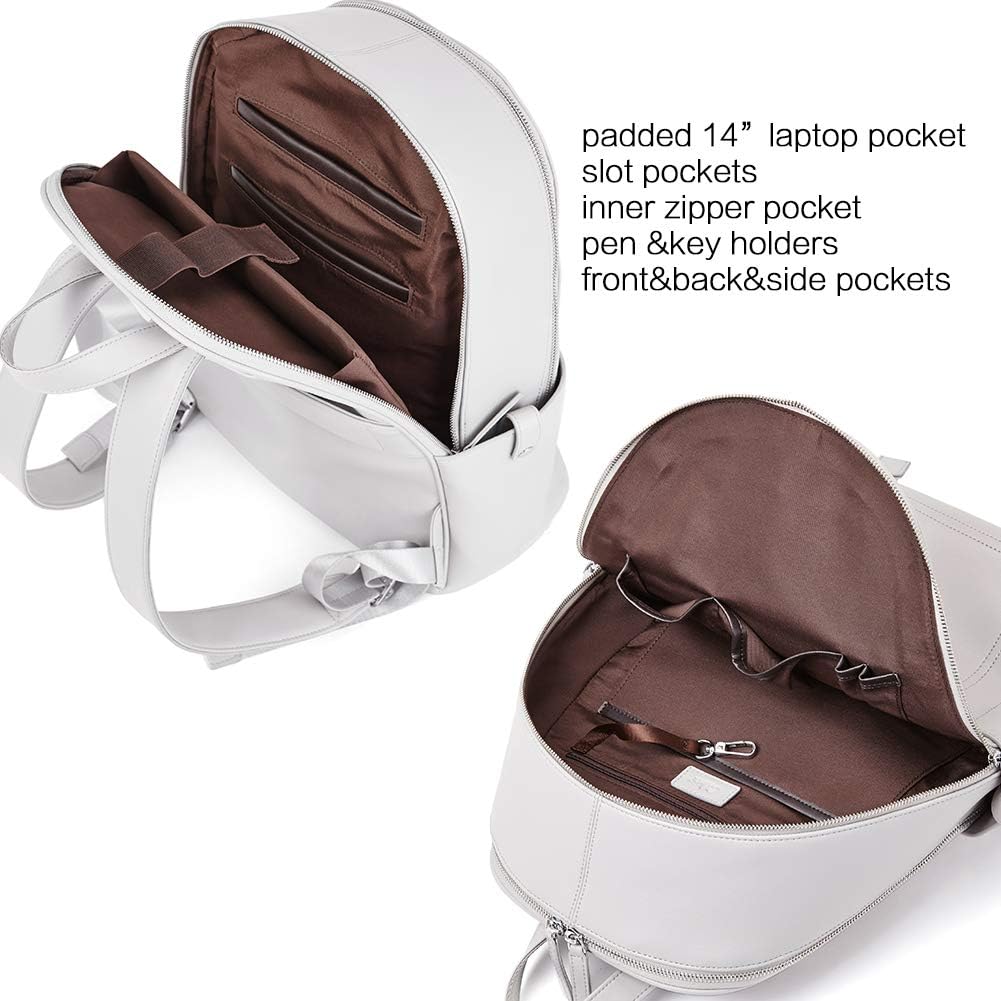 Promo 40% OFF Backpack Purse for Women Genuine Leather 14 Inch Laptop Travel Business Large Fashion Ladies Bag Gray