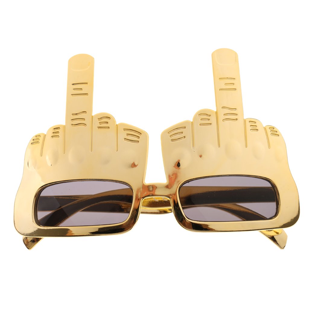 Sharplace Novelty Middle Finger Gesture Sunglasses Party Supplies Accessories, Gold, as described