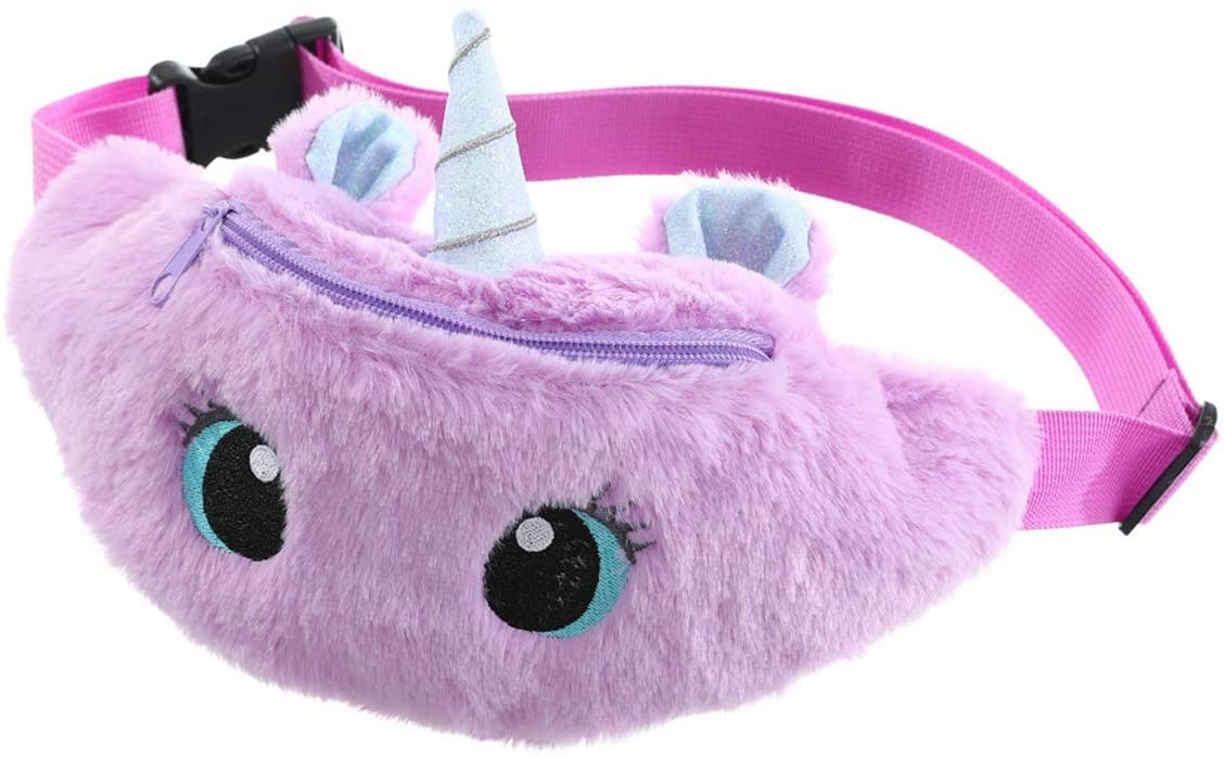 ALMOSTHERE® CY-005 Unicorn Fur Waist Bags with Adustable Belt Cute Unicorn Soft Shoulder Belt Storage Bag Travel Pouch for Girls Small Purse Pack of 1 Multicolor