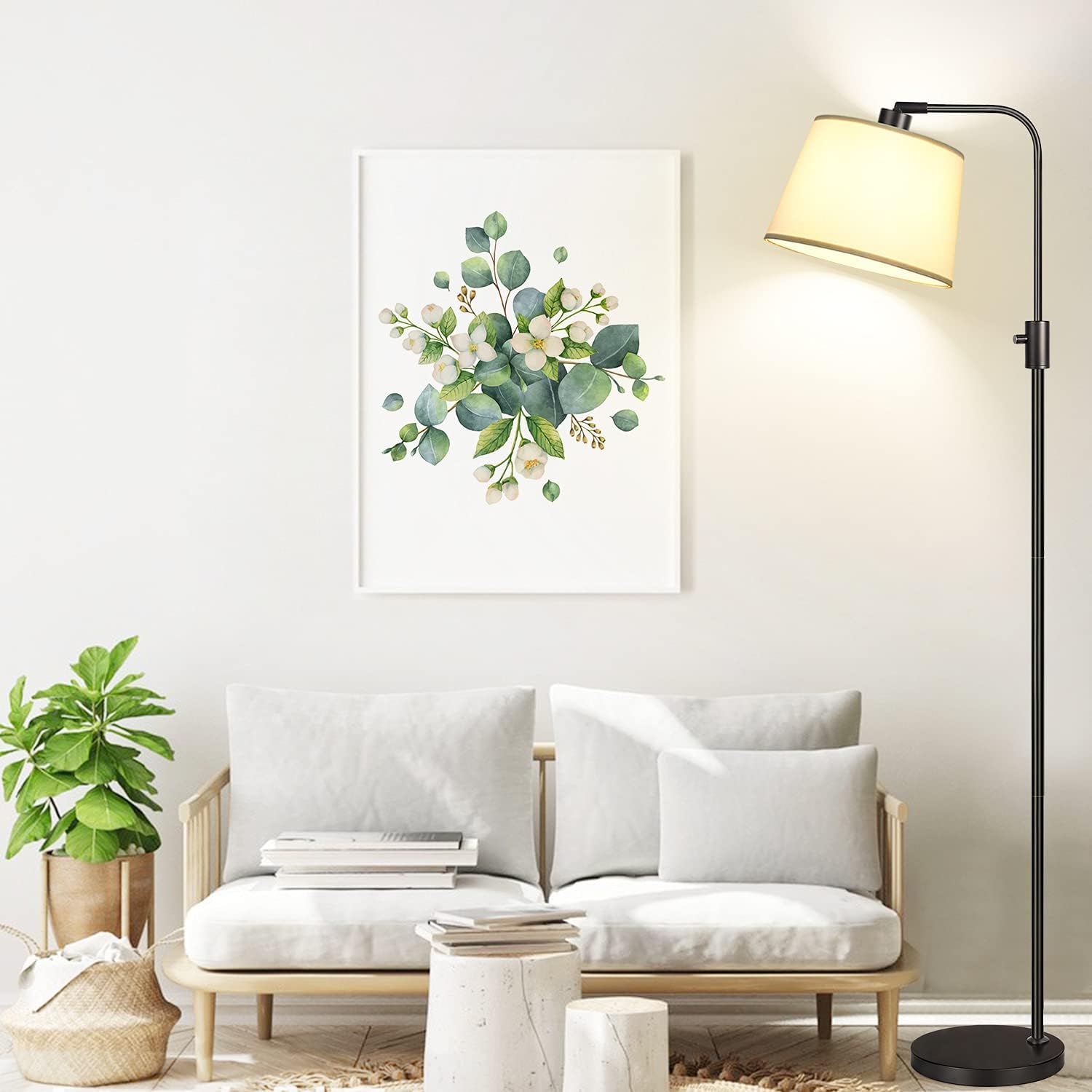 Dimmable Floor Lamp, Nintiue Floor Lamps for Living Room Modern Standing Lamp with Rotary Switch & 1000 Lumens LED Bulb Tall Lamps for Living Room Bedroom Office-Black - - 