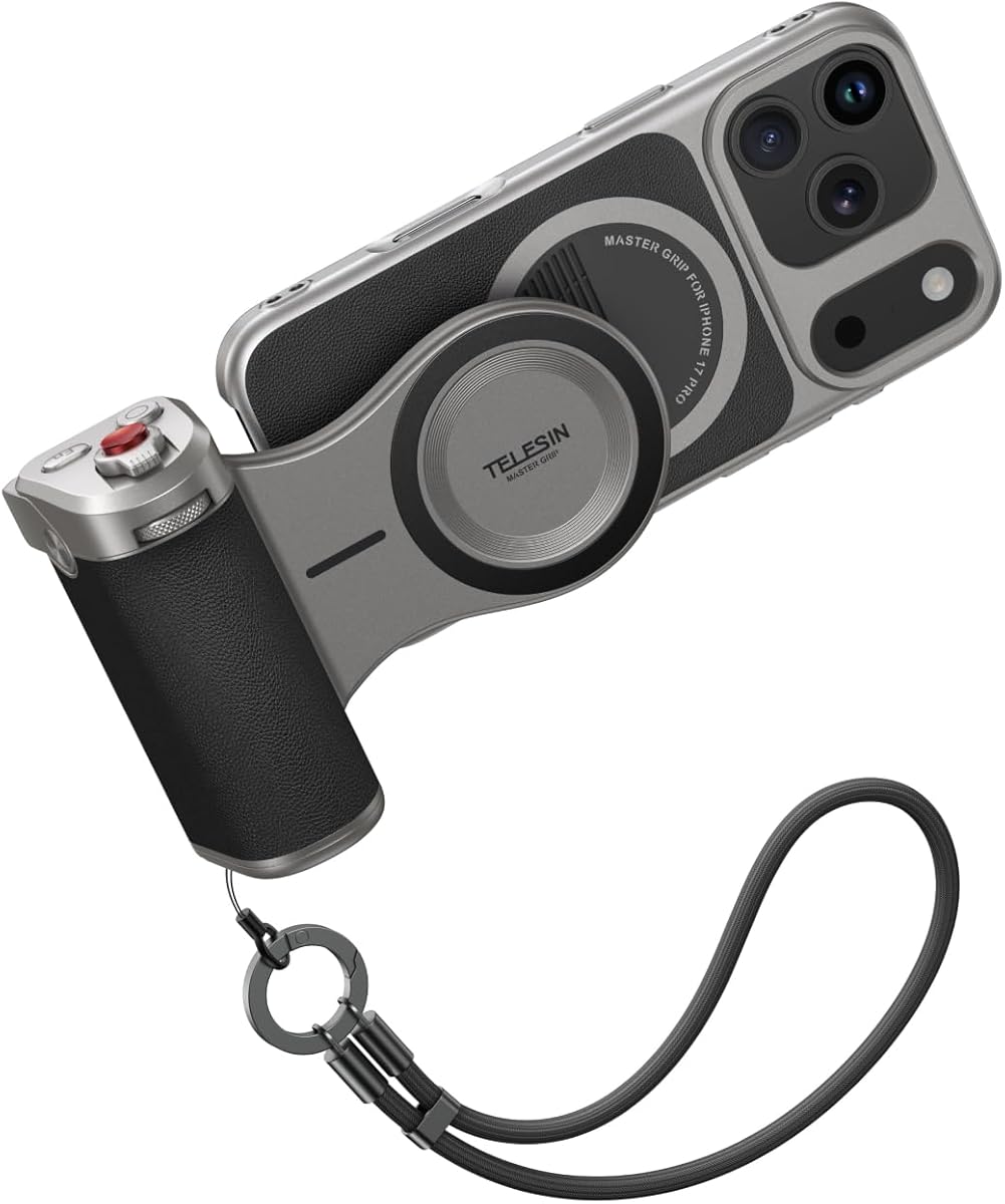【for iPhone 17 Pro Only】 TELESIN Master Grip Kit, Magnetic Phone Camera Grip Kit Built-in 3200mAh Battery - Wireless Charging - Graphene Case for iPhone Cooling - DSLR Style Grip Handle Holder