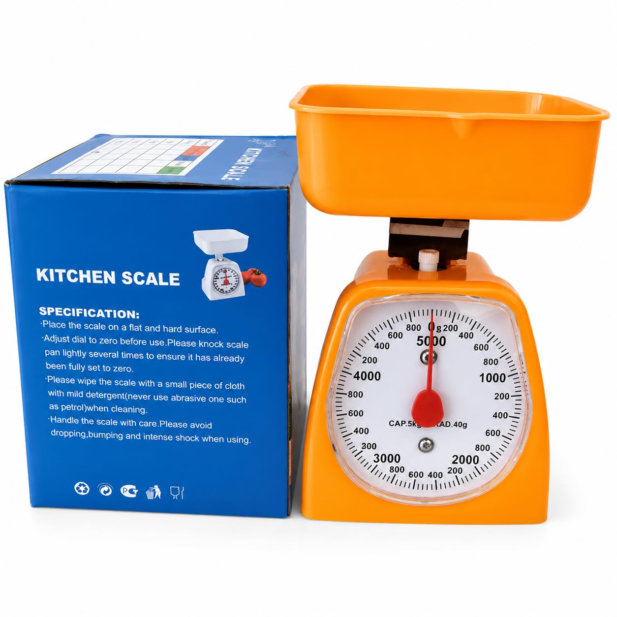 wkm 5kg analog kitchen weighing scale with large dial display & detachable tray, mechanical food scale for kitchen, grocery, fruits, vegetables, baking & commercial use