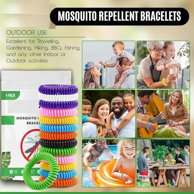 Swimero Mosquito Repellent Bracelets – 4 Pack Deet-Free Natural Essential Oil Bands, Adjustable Waterproof Wristbands for Adults & Kids, Non-Toxic Outdoor Protection for Camping & Hiking 2