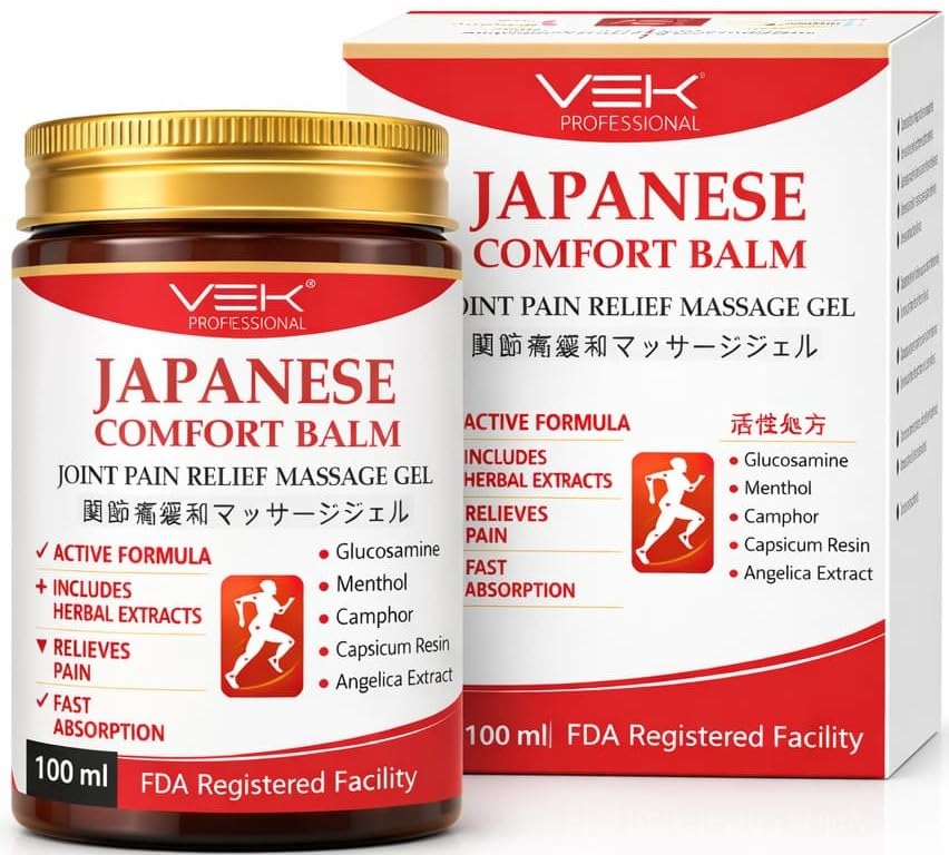 Image of Japanese Formula Soothing Massage Gel for Joint & Muscle Pain Relief - Arnica, Mugwort, Hyaluronic Acid - Back, Neck, Knee & Leg Massage Balm - 100% Herbal Fast Absorption Formula 100ml