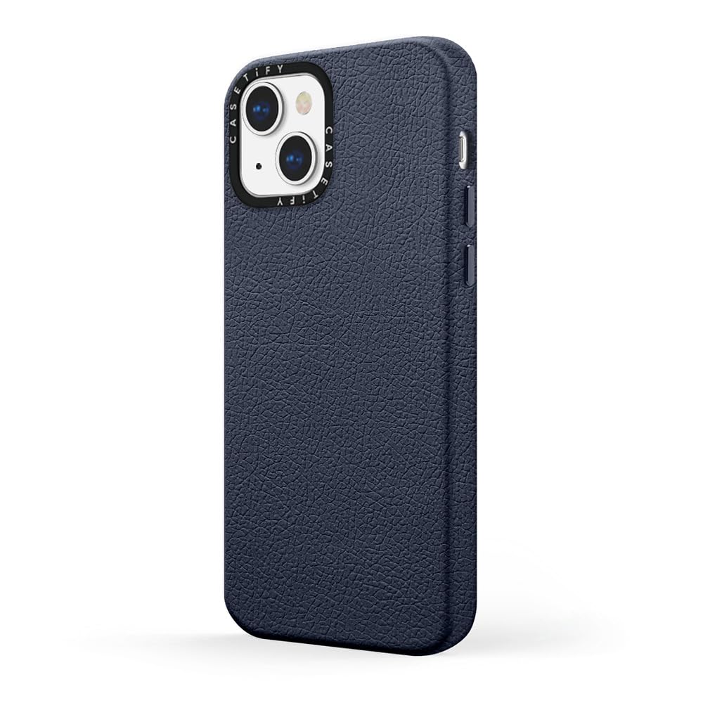 CASETiFY Funda de piel para iPhone 13 Mini [protección contra caídas de 5 pies/compatible con Magsafe] - Azul marino