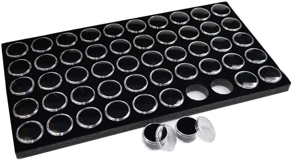 Gemstone Black Foam Tray Liner with 50 Cups and Coin Display Insert