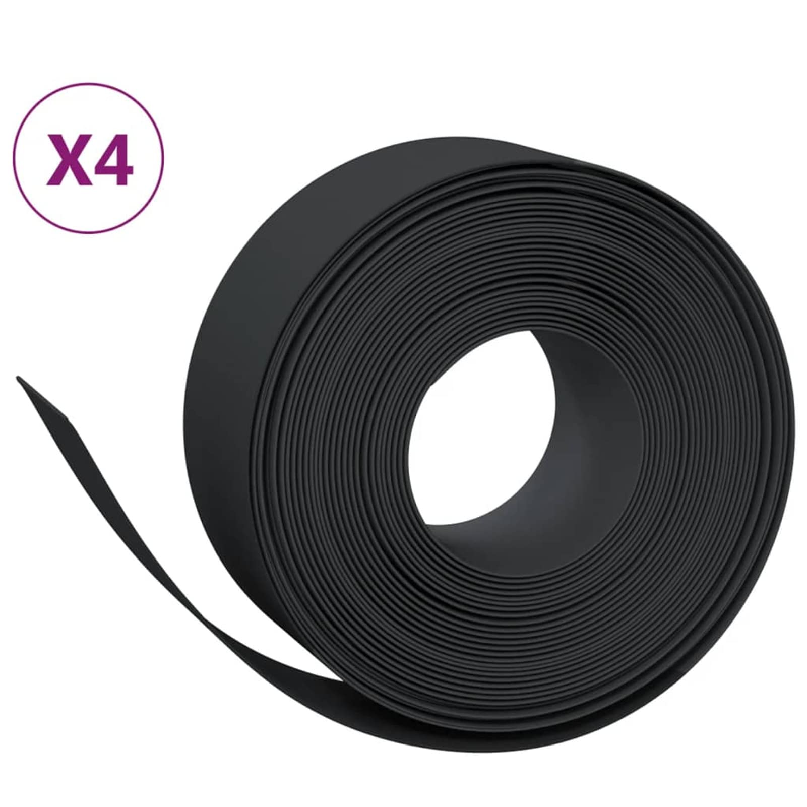 LAPOOH Lot de 4 bordures de jardin flexibles en polyéthylène, noir, 10 m x 20 cm, 3155458