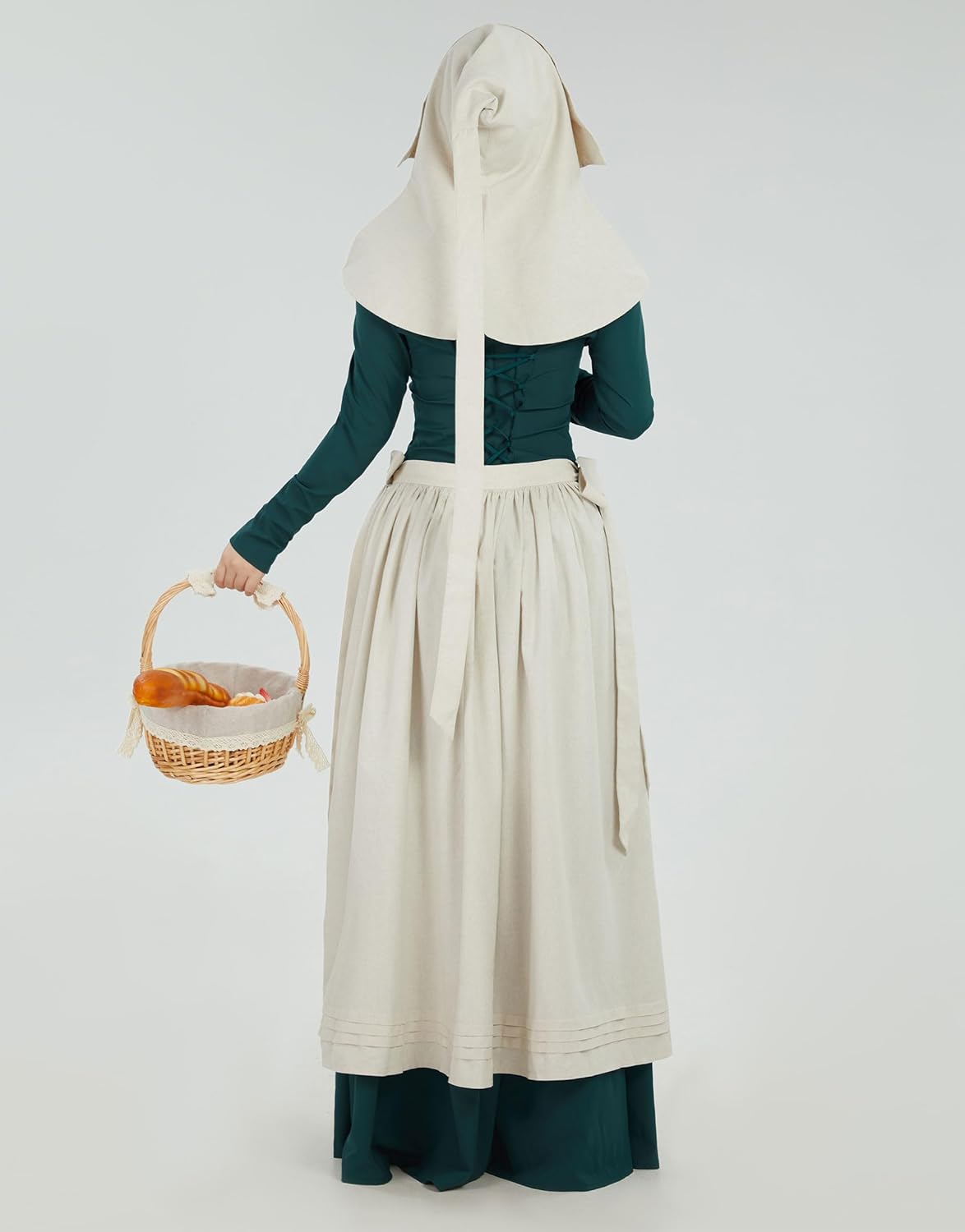 miccostumes Medieval Renaissance Apron Skirt and Coif Cap Medieval Peasant Cosplay Accessory for Halloween