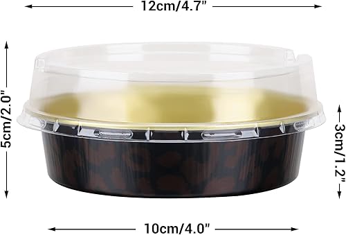 Vista 16 de Beasea Latas desechables para tartas de 4 pulgadas, paquete de 50 mini sartenes con tapas, molde de aluminio dorado de 8 onzas, moldes para tartas