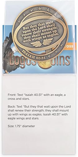 Miniatura 7 de Moneda de desafío cristiano de águila calva americana chapada en oro antiguo  Fuerza y fe inspiradora  Gran regalo para hombres, mujeres, niños y