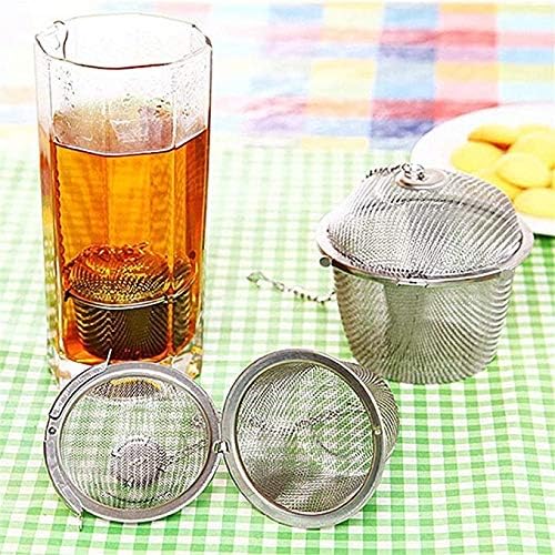 Miniatura 7 de 4 unids tapa encadenada acero inoxidable té colador malla infusor forma bola de té especias condimento bolsa herramientas de cocina