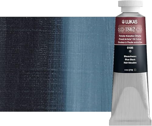 Miniatura 2 de Lukas Pintura al óleo alemana profesional 1862, azul y negro, 1.3 fl oz, con cera de abeja y aceite de girasol que no amarillea, tiempo de secado