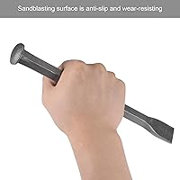 Vista 5 de uxcell Cincel de mampostería para roca de 9.8 pulgadas, cabeza de tallado plana, chorro de arena, acero al carbono medio para tallar piedra
