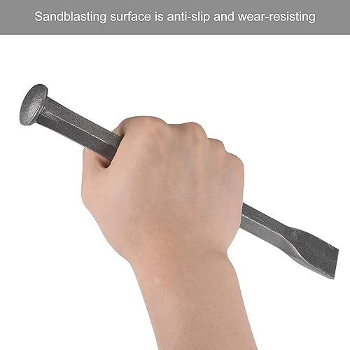 Miniatura 5 de uxcell Cincel de mampostería para roca de 9.8 pulgadas, cabeza de tallado plana, chorro de arena, acero al carbono medio para tallar piedra