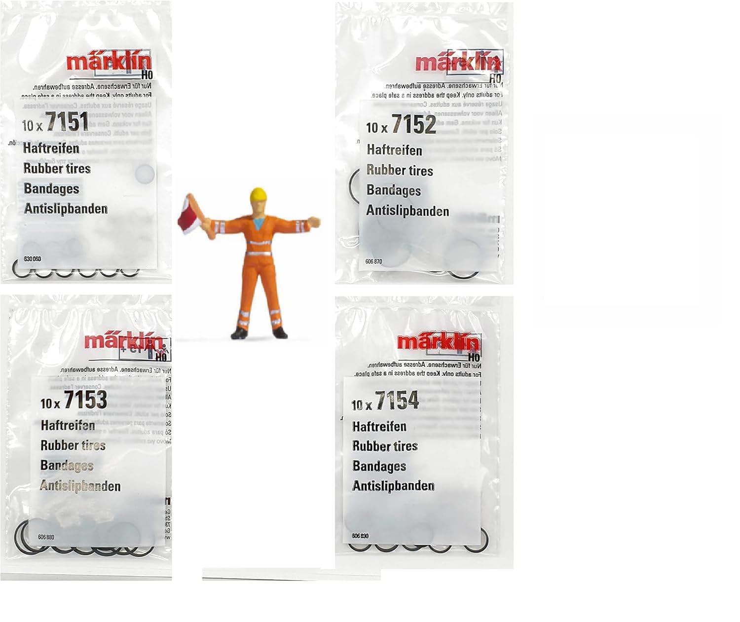 Iberplace Set H0 Bandages d’Adhérence Märklin 7151 7152 7153 7154 pour Locomotives, Accessoires Train Miniature + 1 Figurine H0 1:87