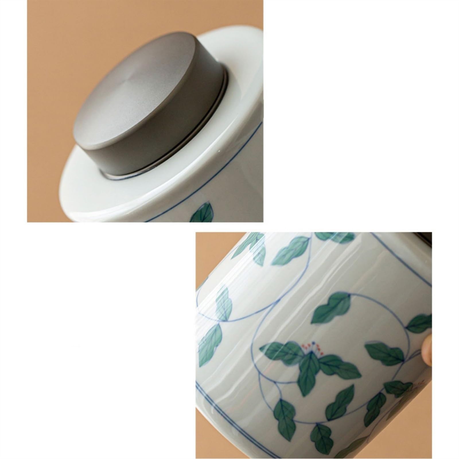 Praktyczny Jingdezhen Ręcznie malowany ceramiczny zaplombowany pojemnik na herbatę | Ze słoikiem do przechowywania z pokrywką Tea Warehouse