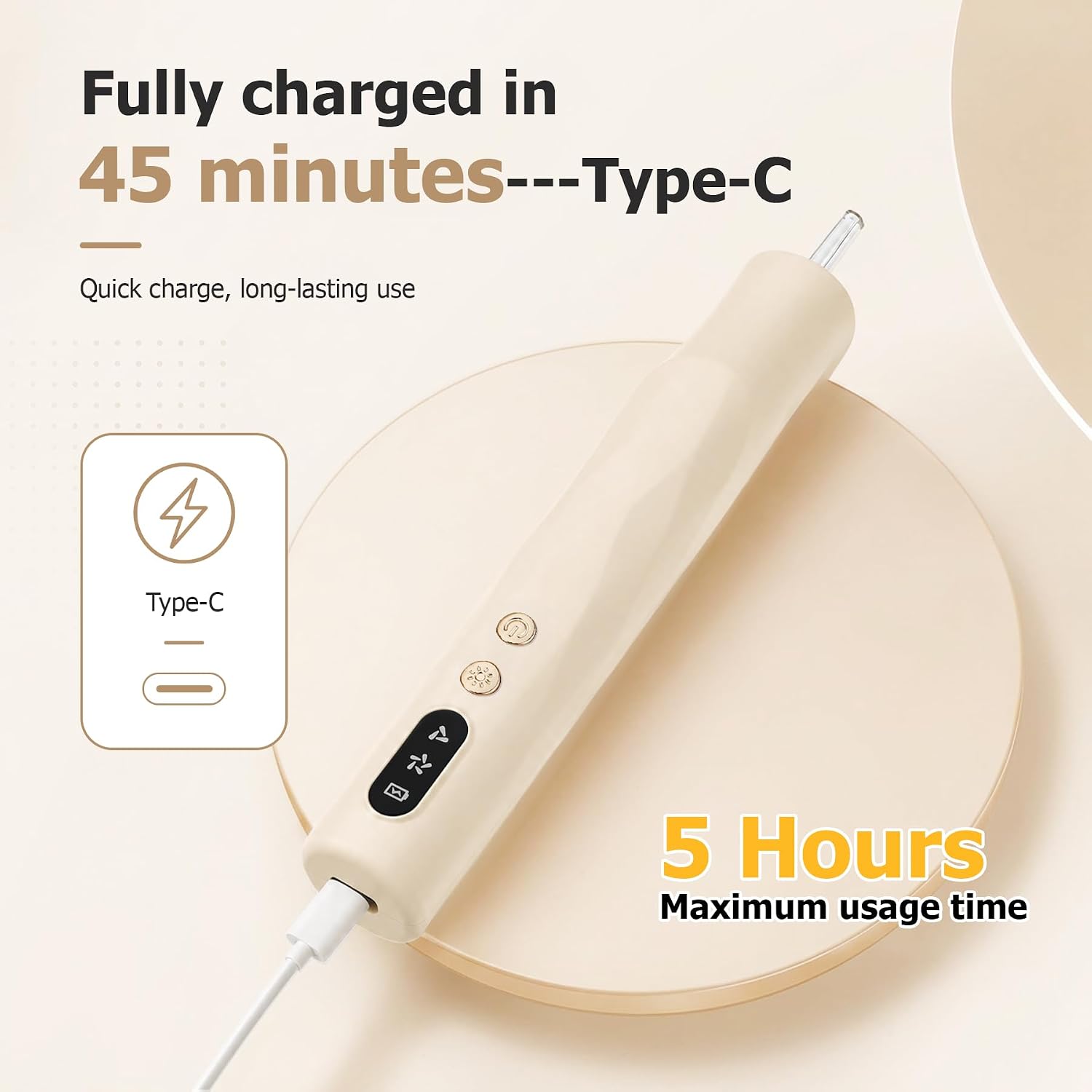 Electric Diamond Art Vacuum Pen with Light, Wireless & Quiet Painting Pens, Rechargeable and Adjustable Suction Levels Diamond Painting Tools for Adults (Cream White)