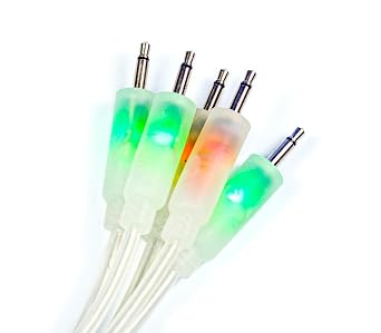 Heinakroon LED CV Patch Cables Eurorack Modular Test Leads, 5-Pack, Transparent 11.8