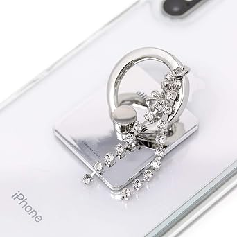 حامل حلقة الهاتف الخليوي - حامل الهاتف الذكي Belita Crystal w / 360 قبضة إصبع الدوران Kickstand ، التاج ، الفضة