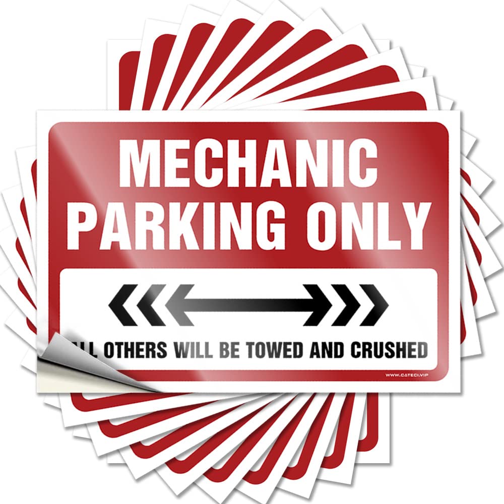 Mechanic Parking Only Door Cool - Front Door Decorations Tattoo Self Adhesive Sticker(12X18CM)