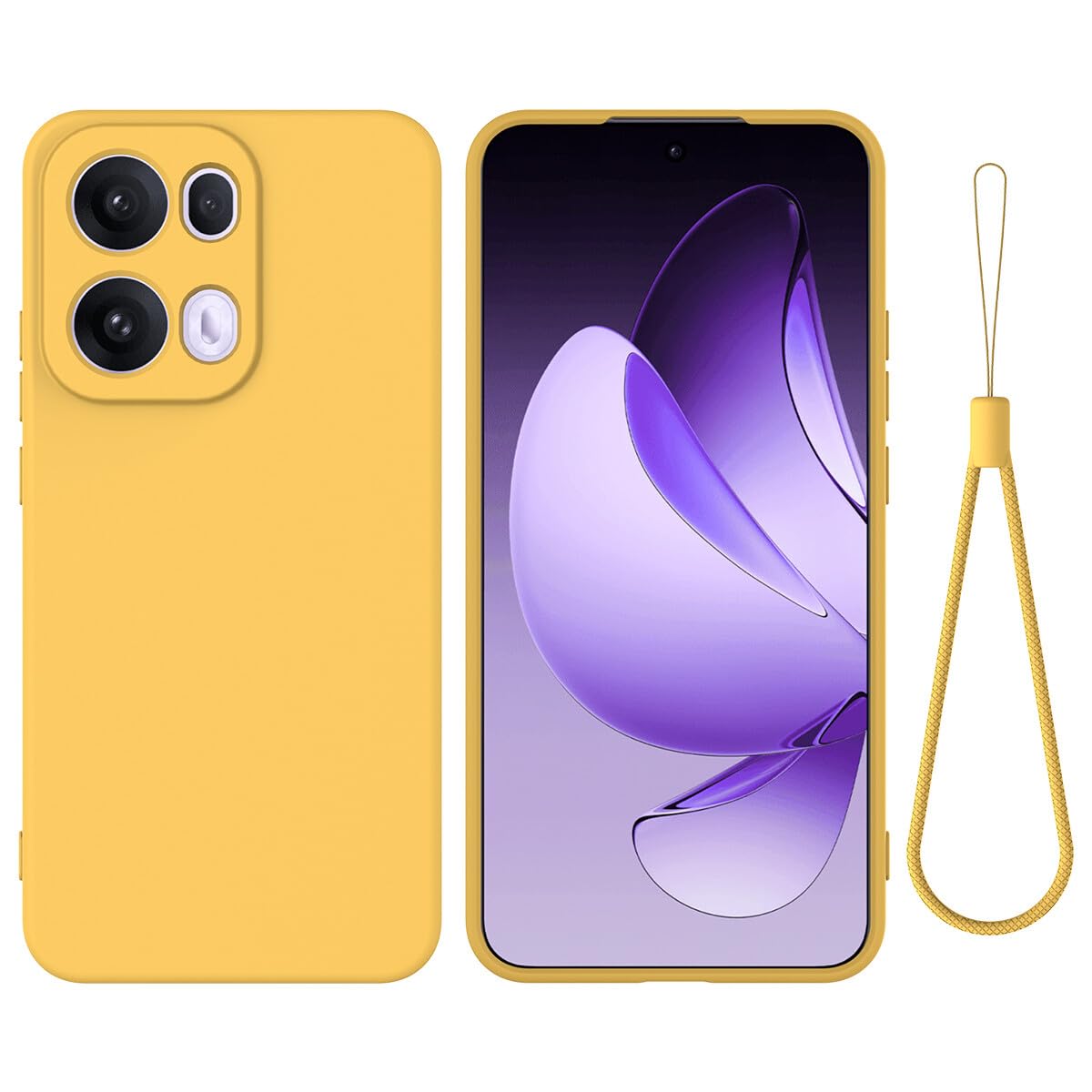 Coque rigide Samsung Galaxy A56 silicone élégant jaune à sangle - 8