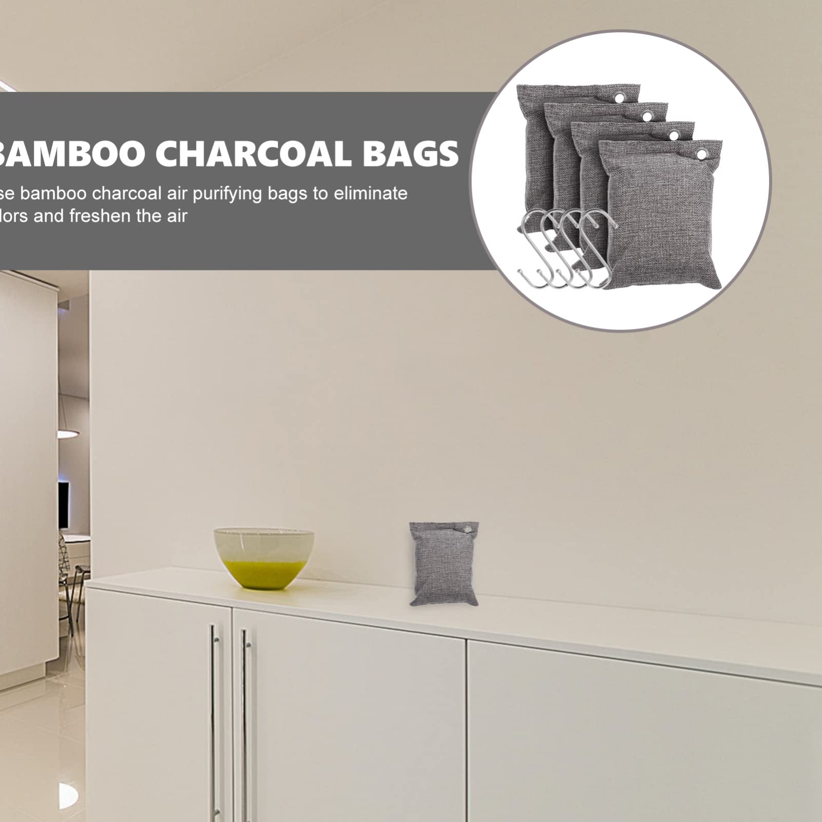 minkissy Set 1 Sacchetto di Carbone Attivo al Bambù per Purificazione Dell’ambiente, Assorbimento Odori e Umidità, Materiale Non Tessuto, per Auto e Ufficio