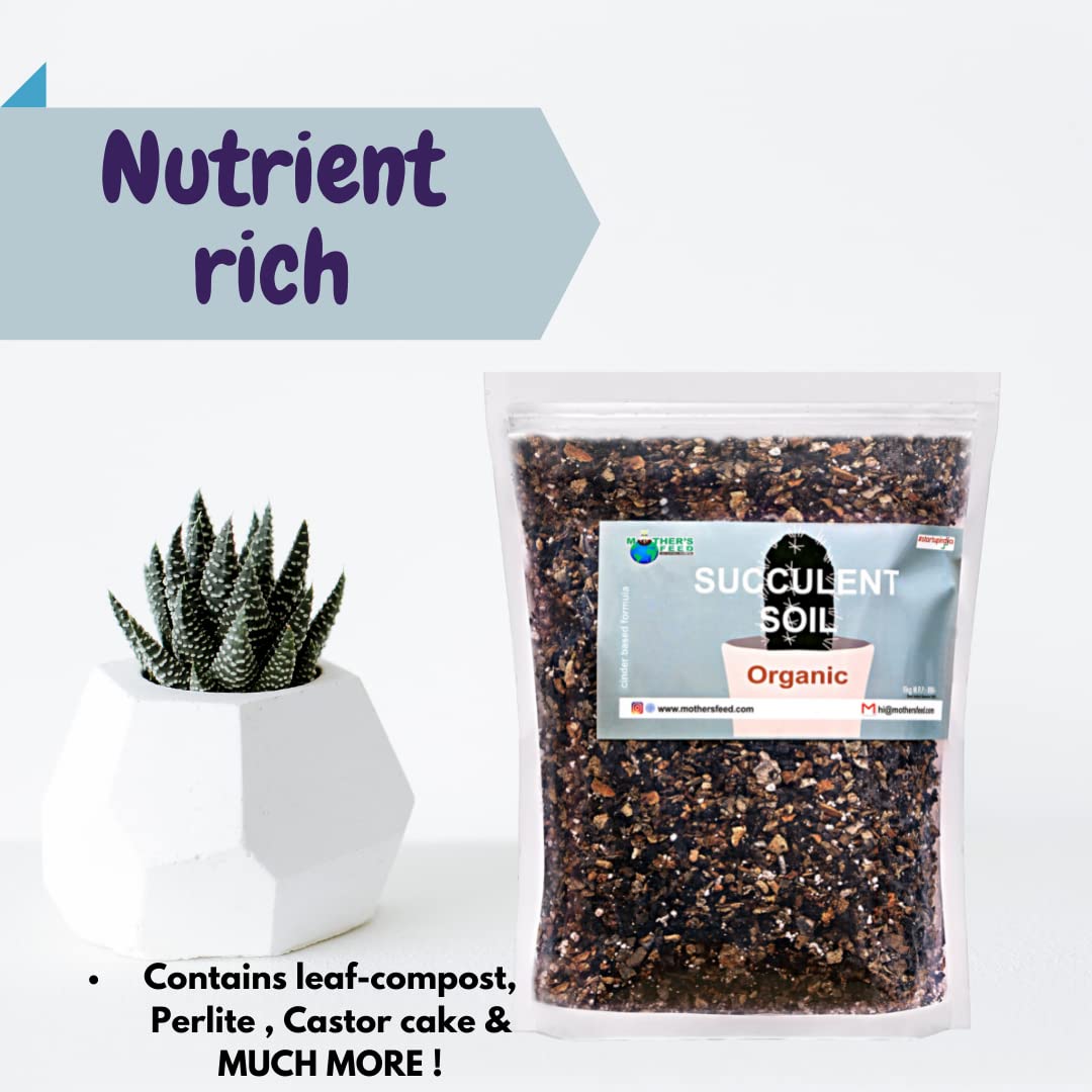 Mother's feed Organic Succulent Soil 5kg Granular (2-8mm) Potting Mix Contains Washed Cinder, Leaf Compost, Perlite,Neem Khali for All Less Water Indoor Plants i.e. Succulents, Cactus 1