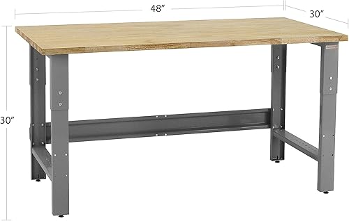 Miniatura 3 de Mesa y banco de trabajo 1" de espesor de madera engrasada sólida tapa de bloque de carnicero, altura ajustable - 30" de profundidad x 48" de largo x