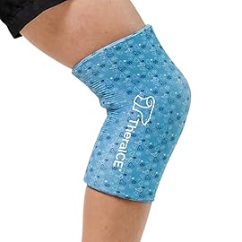 TheraICE Junior Knee Ice Pack Wrap Compression Sleeve for Injuries, Reusable Gel Cold Packs Brace Also for Ankle & Calf - Flexible Cold Wrap Recovery for Meniscus, ACL, MCL Pain Relief (X-Small)