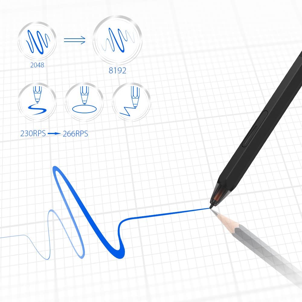 XP-Pen Deco 02 Tableta Gráfica Dibujo Digital con Lápiz P06 sin Batería 8192 Niveles de Presión y Teclas de Atajo, Tableta Digitalizadora Viene con el Último Software de Dibujo de ArtRage Lite