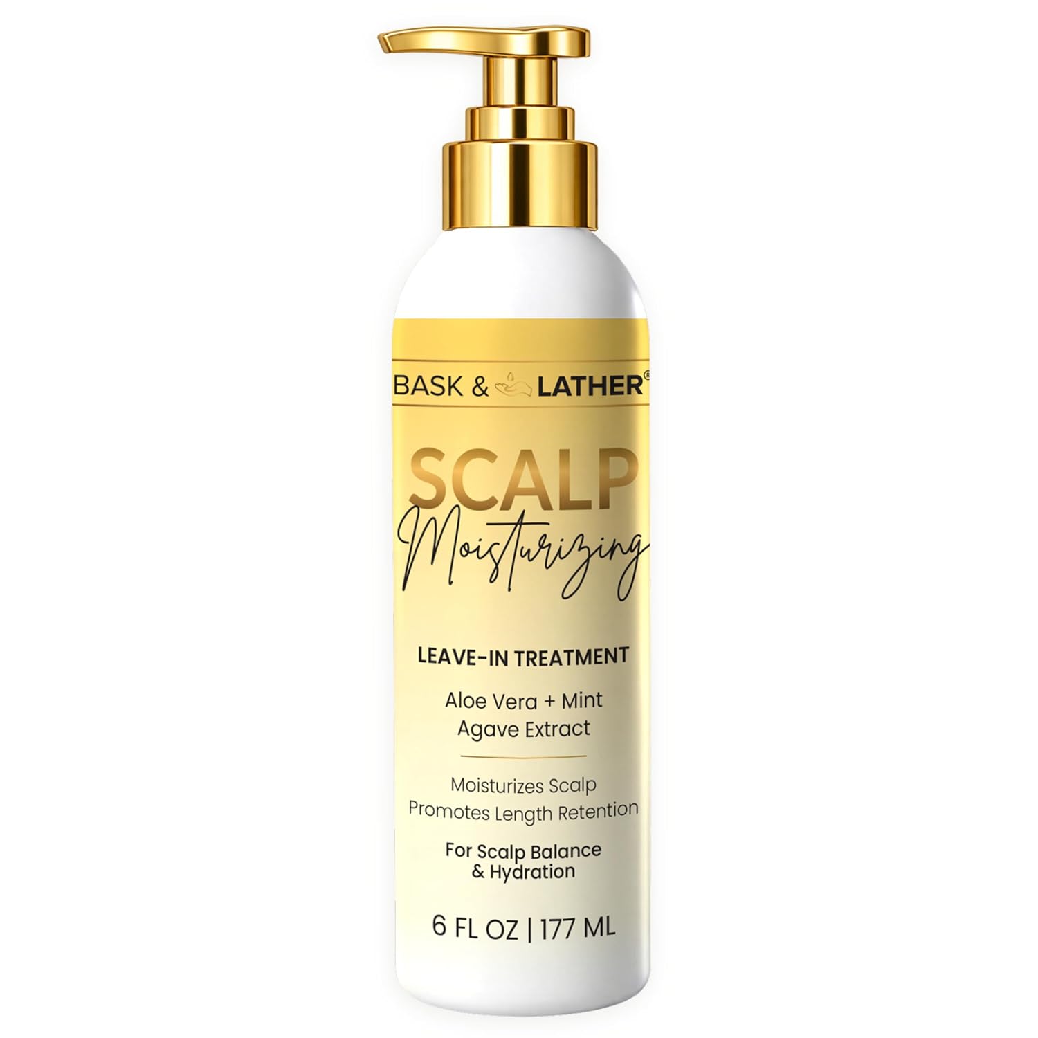 BASK & LATHER Scalp Moisturizing Leave-In, Vegan, Aloe & Mint, 6 FL OZ