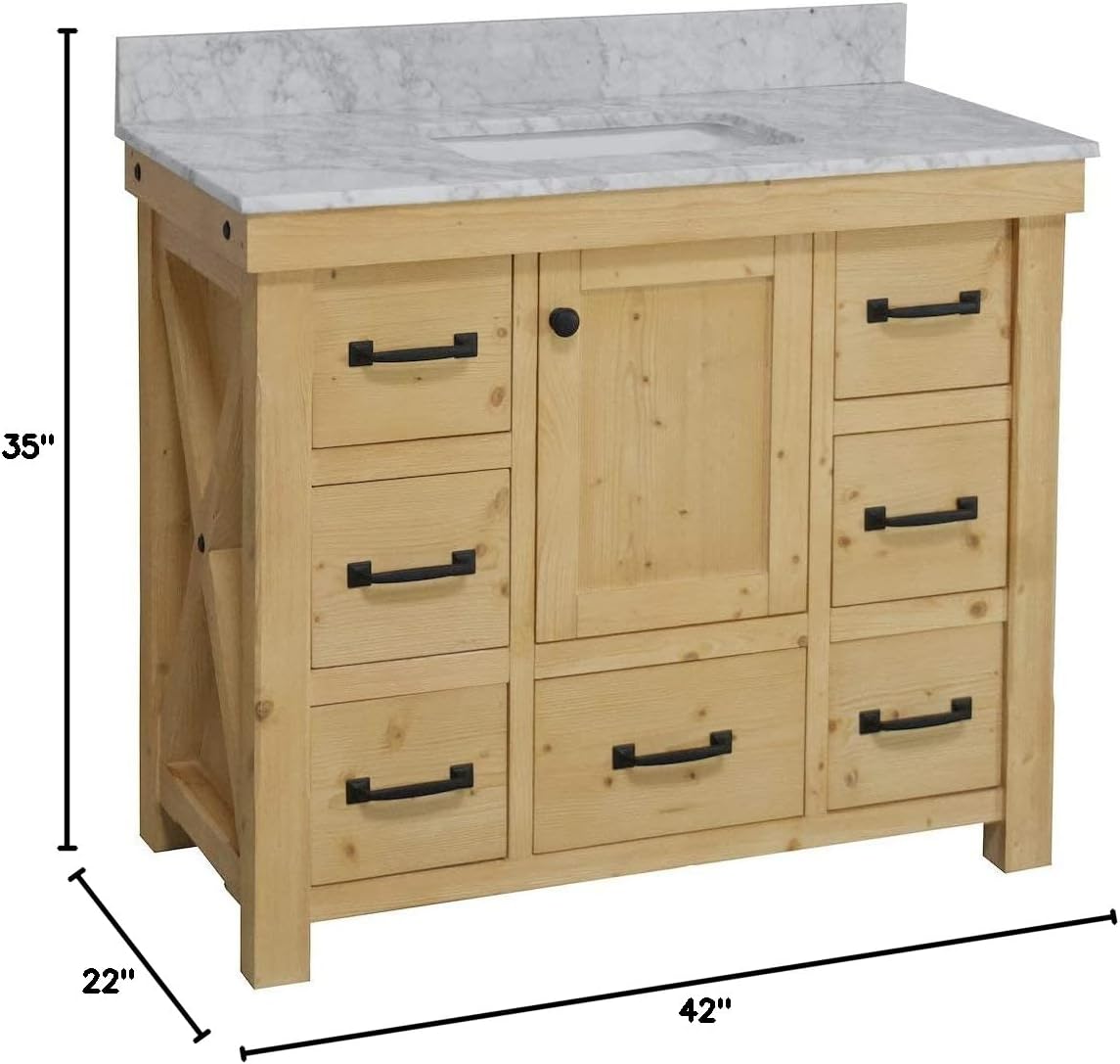 Kitchen Bath Collection Tuscany 42-inch Bathroom Vanity (Carrara/Driftwood): Includes Driftwood Cabinet with Authentic Italian Carrara Marble Countertop and White Ceramic Sink